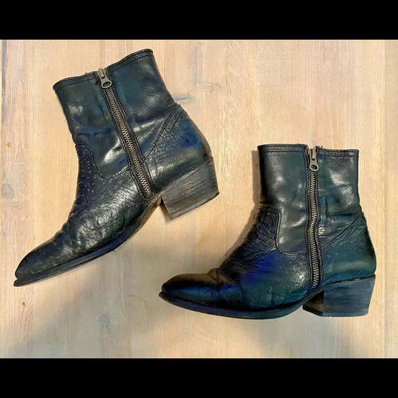 H by Hudson black leather ankle boots - Picture 3 of 6